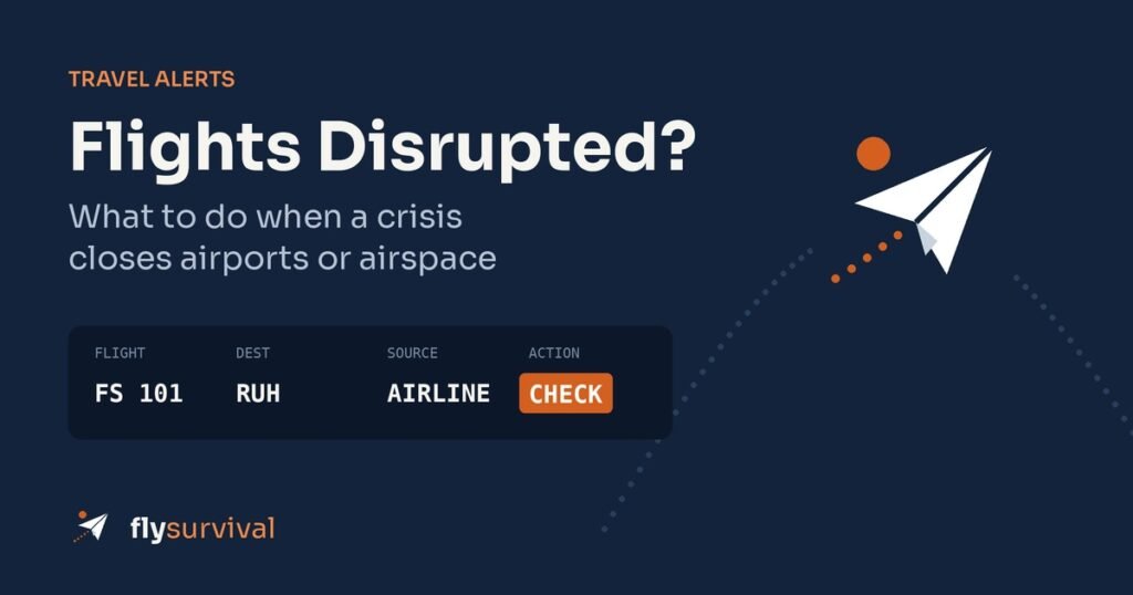 Flights disrupted notice telling travelers to check with their airline